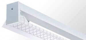 Reflector Batten - Single Tube With White Powder Coated Metal Reflector And Wire Guard